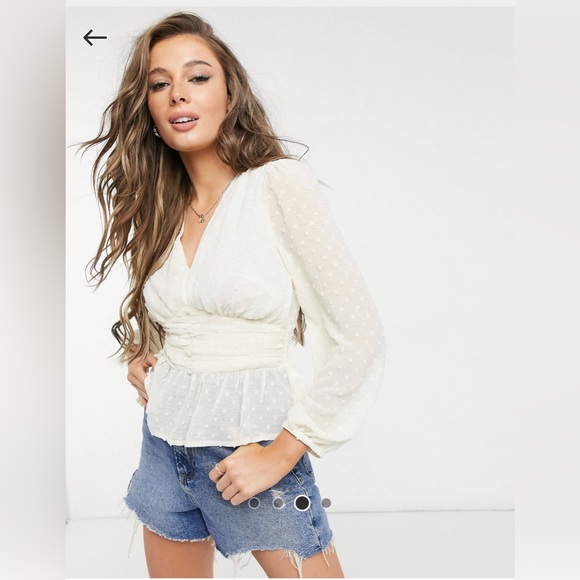 New Look Tops - New Look textured ruched front tea blouse
